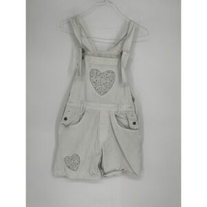 VTG STEFANO INTERNATIONAL WHITE DENIM SHORTALL BIB OVERALL SHORTS SZ S HONG KONG